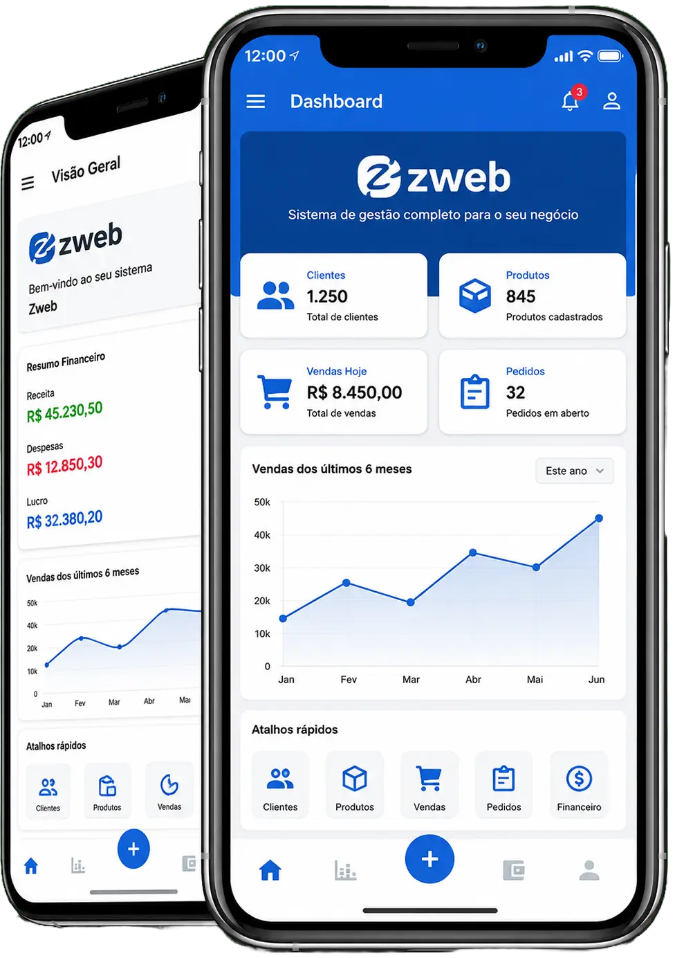 Aplicativo ZWEB em celulares